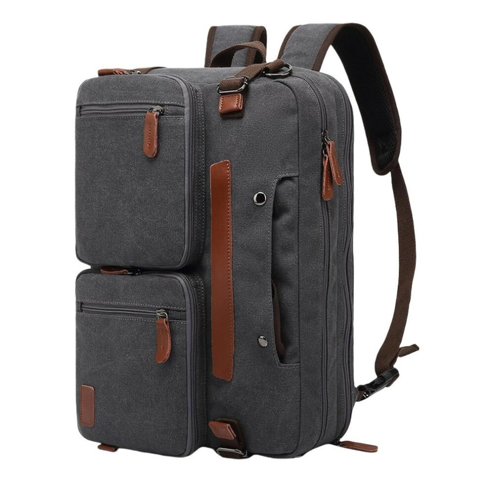 Laptop Backpack For Men Convertible Multifunctional Rucksack Fits 17.3 Inch Laptop Travel Briefcase Canvas Dark/Gray 9412369502018