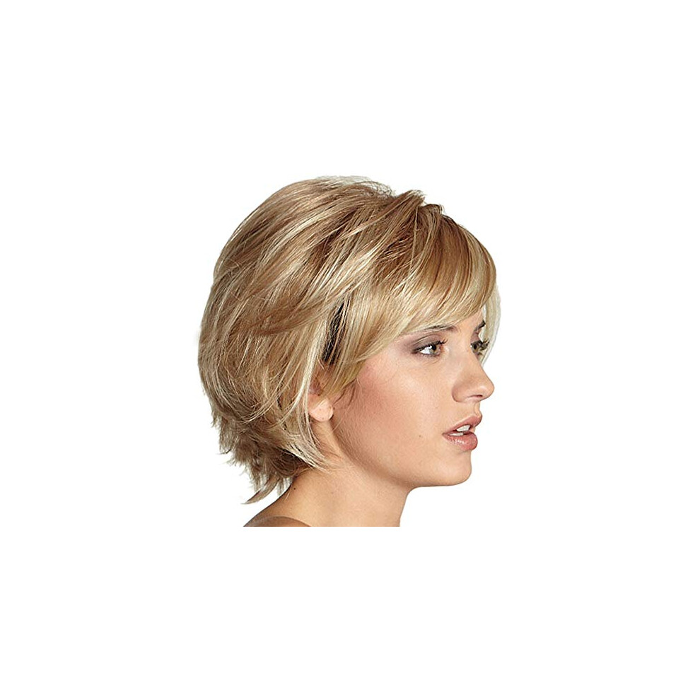 Unisex Full Synthetic Wig Short Layered Fluffy Wavy Blonde