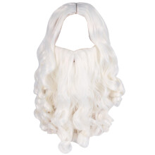 Santa Beard and Wig Set 2Piece White Beard and Wig Breathable Adjustable Strap Reusable Beard For Christmas Party