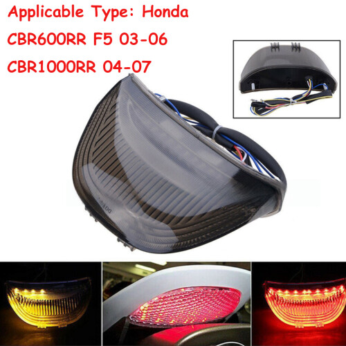Φως πίσω LED σε φιμέ χρώμα4 2003-2007Honda CBR Series, Φως φρένων μοτοσικλέτας με ενσωματωμένα 2