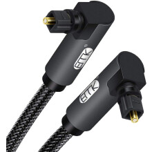 90 Degree Optical Cable 360 Degree Swivel Right Angled Toslink Cable 2M Dual 90 Degree Grey for Soundbar