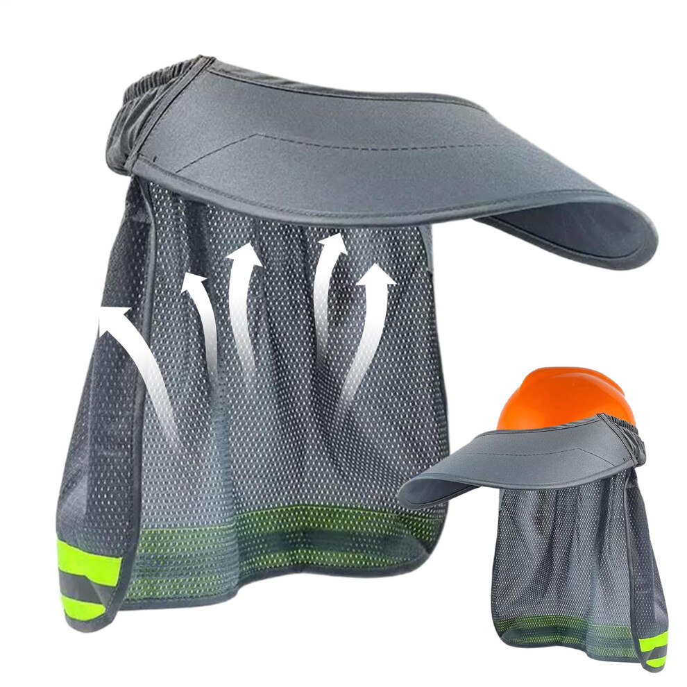 Safety Helmet Attachment For Hard Hat, Mesh Fabric, Reflective Strip, Work, Construction, Gray 9426802979435