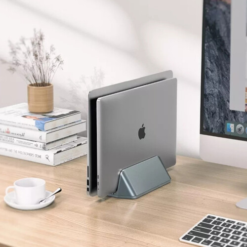 Supporto per laptop verticale, design a larghezza regolabile con struttura stabile e robusta, doppio supporto multiuso per laptop e tablet da gioco, 1