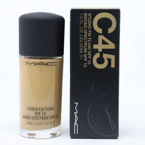 MAC (C45) Mac Studio Fix Fluid Foundation Spf 15  1oz/30ml New With Box