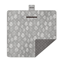 Folding Picnic Blanket Mat 200x200 Cm Extra Large Waterproof and Sandproof Outdoor Camping Beach Gray Leaves