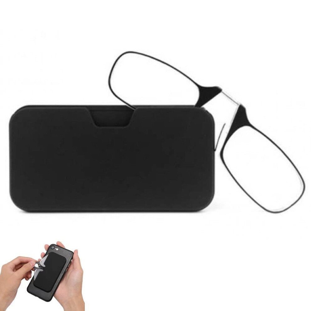 Armless Pinch Nose Clip On Reading Glasses For Men And Women No Temple Slim Compact Ultra Thin With Mini Portable Case