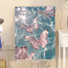 Paint by Numbers for Adults Pink Butterfly Oil Painting Kit On Canvas With Brushes And Acrylic Pigment 22x28in/55x70cm