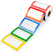 Adesivos de crachá coloridos e personalizáveis, etiquetas de identificação vibrantes com borda colorida para uso versátil em uma ampla variedade