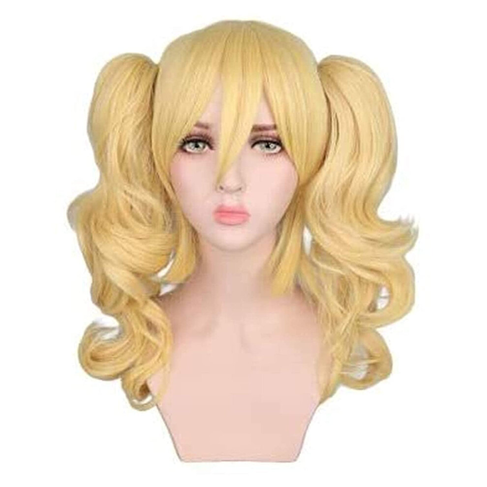Wig for Cosplay Anime COS Wig Tiger Clip Horsetail Golden Mixed Color Double Tiger Clip