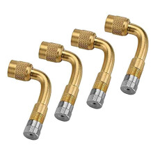 Extensión de vástago de válvula en ángulo de 90 grados, adaptador universal para válvula Schrader, material de latón duradero y resistente,