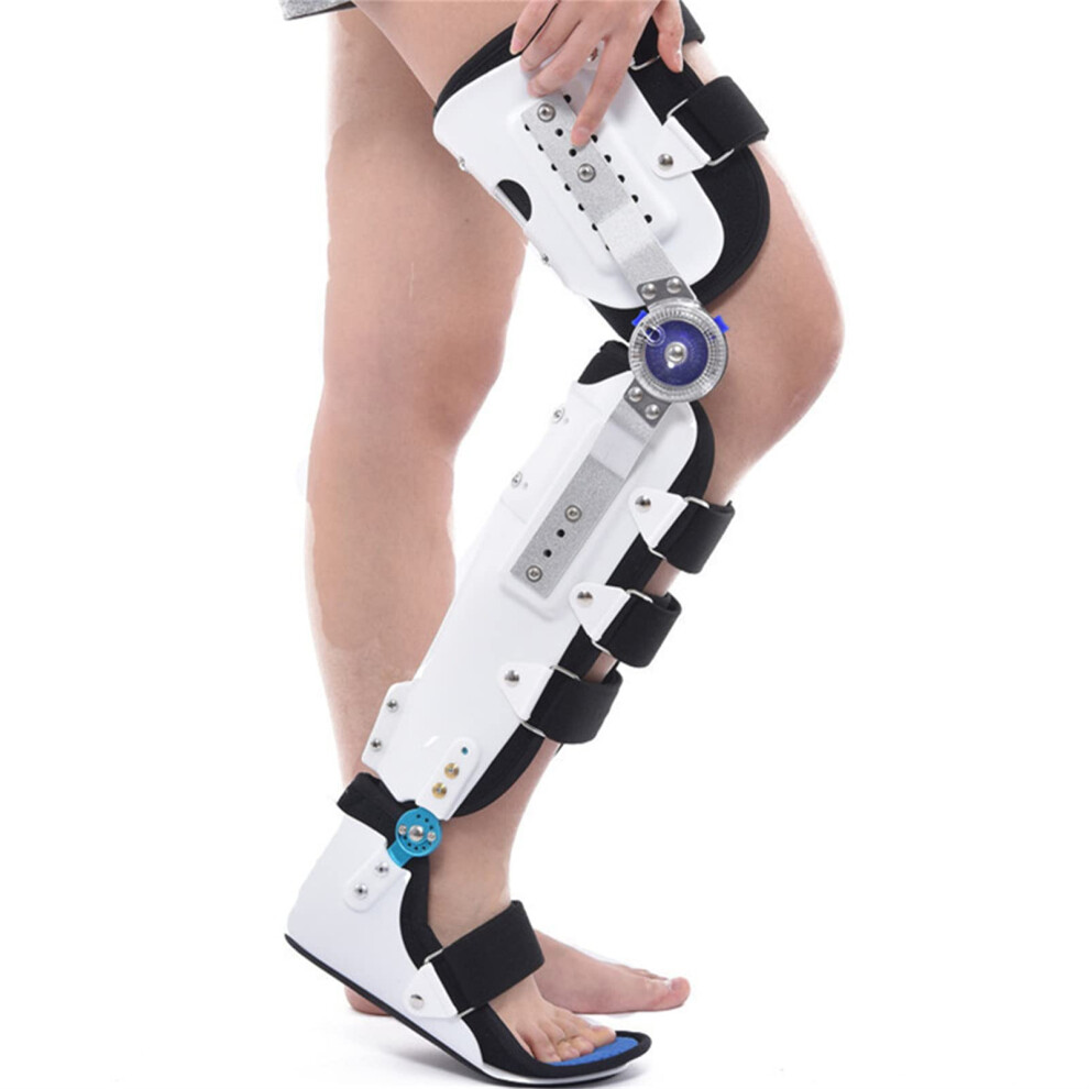 Knee Foot Support Brace with Hinge, Adjustable Knee Support Orthosis