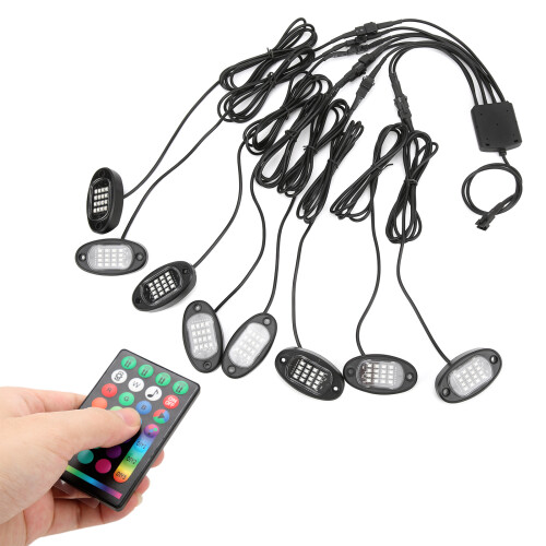 Πολύχρωμο κιτ υποφωτισμού RGB LED Rock Lights Αδιάβροχο Υψηλής φωτεινότητας Λειτουργία 1