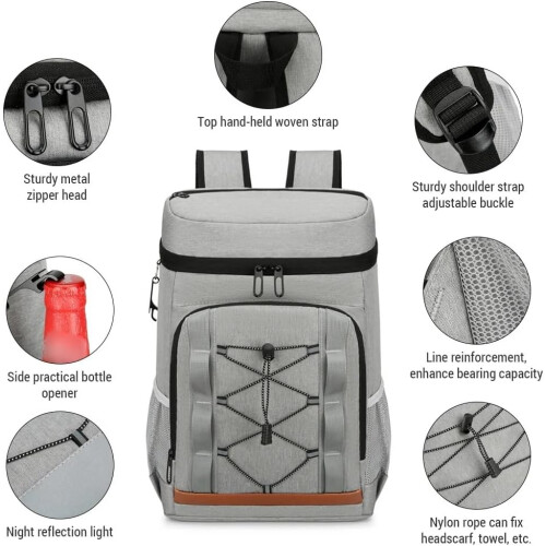 Camping Backpack Large Capacity Grey Hiking Backpack for Picnics and Trips, Easy to Clean, Versatile and Compact Design 2