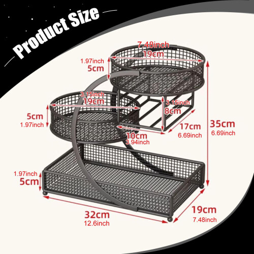 Ventilated Metal Basket with Open Meshes for-Black three layers 2