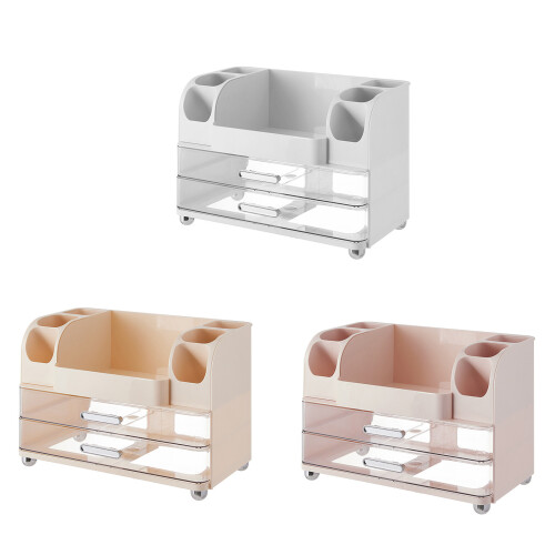 Organizers with 2 Drawer Sturdy Plastic-porcelain white 1