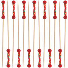 100Stk Bambus Mit Rotes Seil Perlenmuster