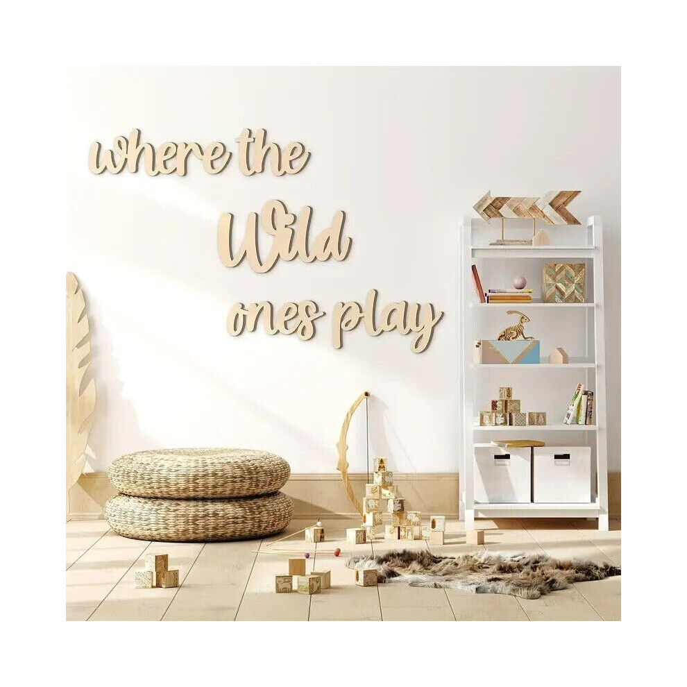 Where The Wild Ones Play Script Sign - Black Vinyl Nursery Wall Decor for Kids' Room, Playroom, or Living Room Art