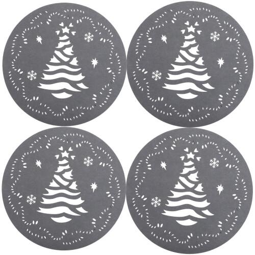 4St Kerst Placemats Antislip Met Feestelijk Patroon 1