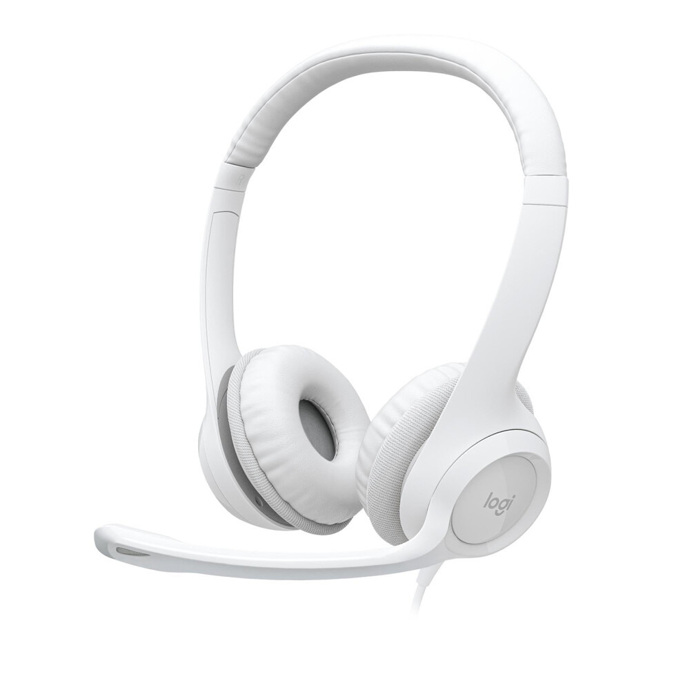 H390 Wired Pc Laptop Stereo Headphones With Noise Cancelling Microphone Usba Inline Controls For Chromebook H390 White 9412369503824