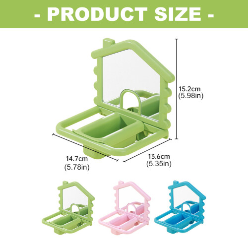 Durability Plastic Bird Perches Mirror and Feeders for-Blue 2