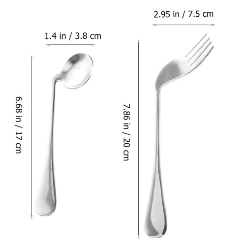1 Set Gebogene Löffel Gabel Besteck Fütterungshilfe 2