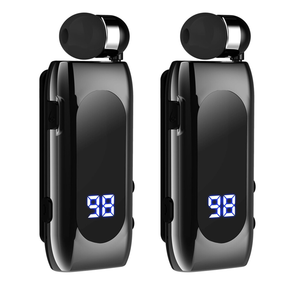 2X K55 Lavalier Retractable Headset Bt5.2 Call Reminder Vibration Motion Clip Driver Auricular Headset Pk F920 Black 9412369503763