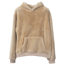 (XXL, Shallow Khaki) Casual Mens Thick Fleeced Hoodie Winter Autumn Plush Fur Jumper Sweater Pullover