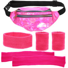 1Set Rosy 80Er Fanny Headband Leg Warmers Damen PU Set