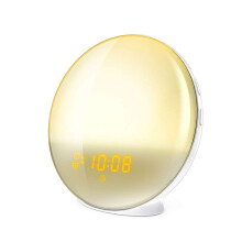 Natural Wakeup Light Adjustable Brightness LED Light USB Charging Portable Alarm Clock ABSPC Material White
