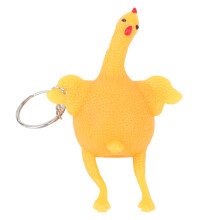 Chaveiro de galinha de desenho animado fofo, brinquedo antiestresse, botando ovo, divertido, de borracha macia e atóxica, com efeito de ovo