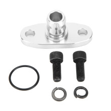 Adattatore per alimentazione olio in alluminio ricavato dal pieno tramite lavorazione CNC, compatibile con turbocompressori T3/T4, raccordo per linea