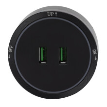 Stroomhubdoorvoer voor desktopgebruik, stroomhubdoorvoer met veiligheidsbescherming en verplaatsbaar ontwerp, USB-hub met 2 USB-uitgangen,