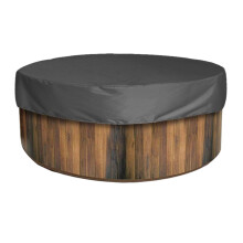 Capa protetora externa para spa redondo, resistente a raios UV, em poliéster impermeável com bainha elástica, fácil de colocar e ajustar. Ideal