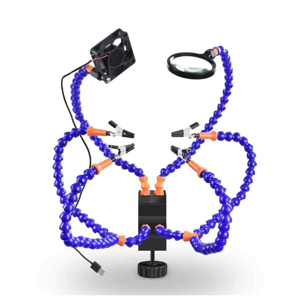 Helping Hands Soldering Station With Magnifier And Smoke Absorber, 360 Rotation Pcb Holder 9365049474054