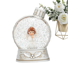 Christmas Decorations Snow Globe Lantern | Lighted Glittering Water Lantern Ornament for Holiday Home Decor, 6-Inch Angel Design
