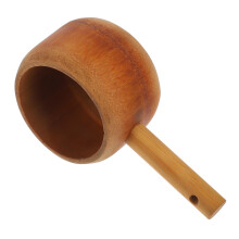 Japanese Wooden Ladle with Ergonomic Grip, Bamboo Scoop for Tea Ceremony, Cooking, Bath and Gardening