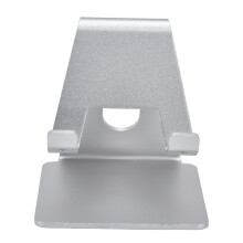 Telefonholder4Streaming og videoopkald, justerbar telefonholder i aluminium med skrå kabelhul og skridsikker måtte, bærbar telefonholder, egnet