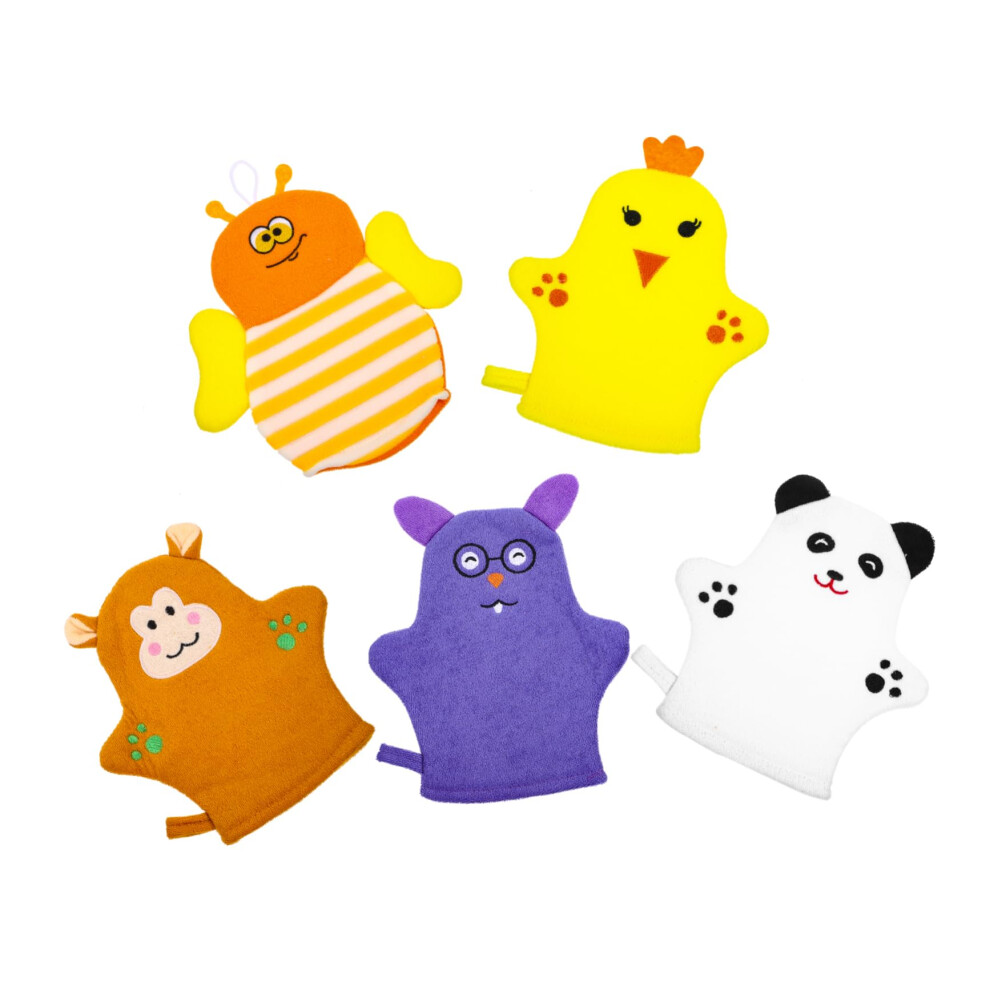 5pcs Adorable Fruit Shape Shower Gloves Bath Mitts Bath Towel Scrubbing Gloves