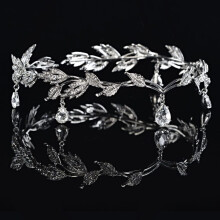 Svatební tiara s kamínkovými listy, elegantní svatební čelenka s květinovým a listovým vzorem, křišťálová svatební ozdoba hlavy pro