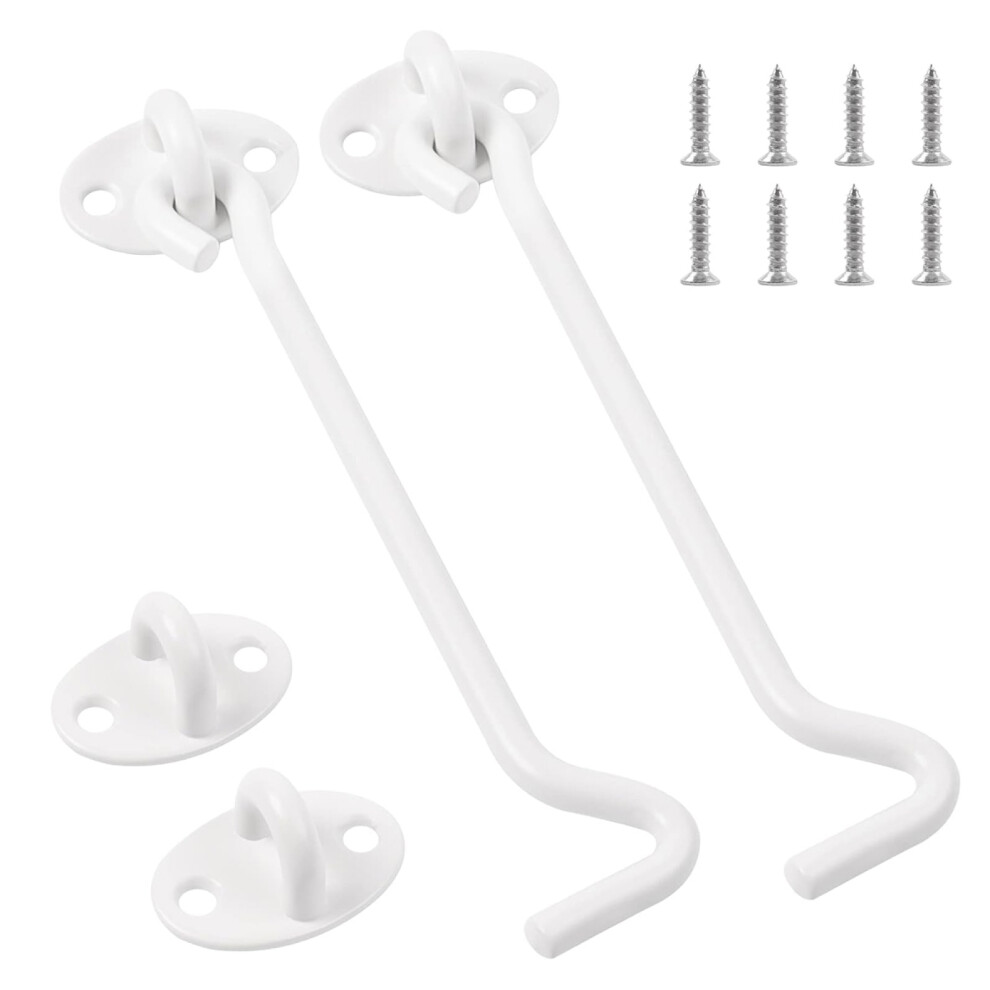 2 Pcs Cabin Hook, 6 Inch Stainless Steel Gate Hook,Eye Latch Barn Door Lock Gate Door Swivel Window Door Hook Outside,Duty Stainless Steel For Window 9198585131620
