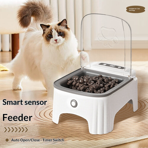 Futternapf für Katzen mit Bewegungssensoren, Timer,-Grau 1