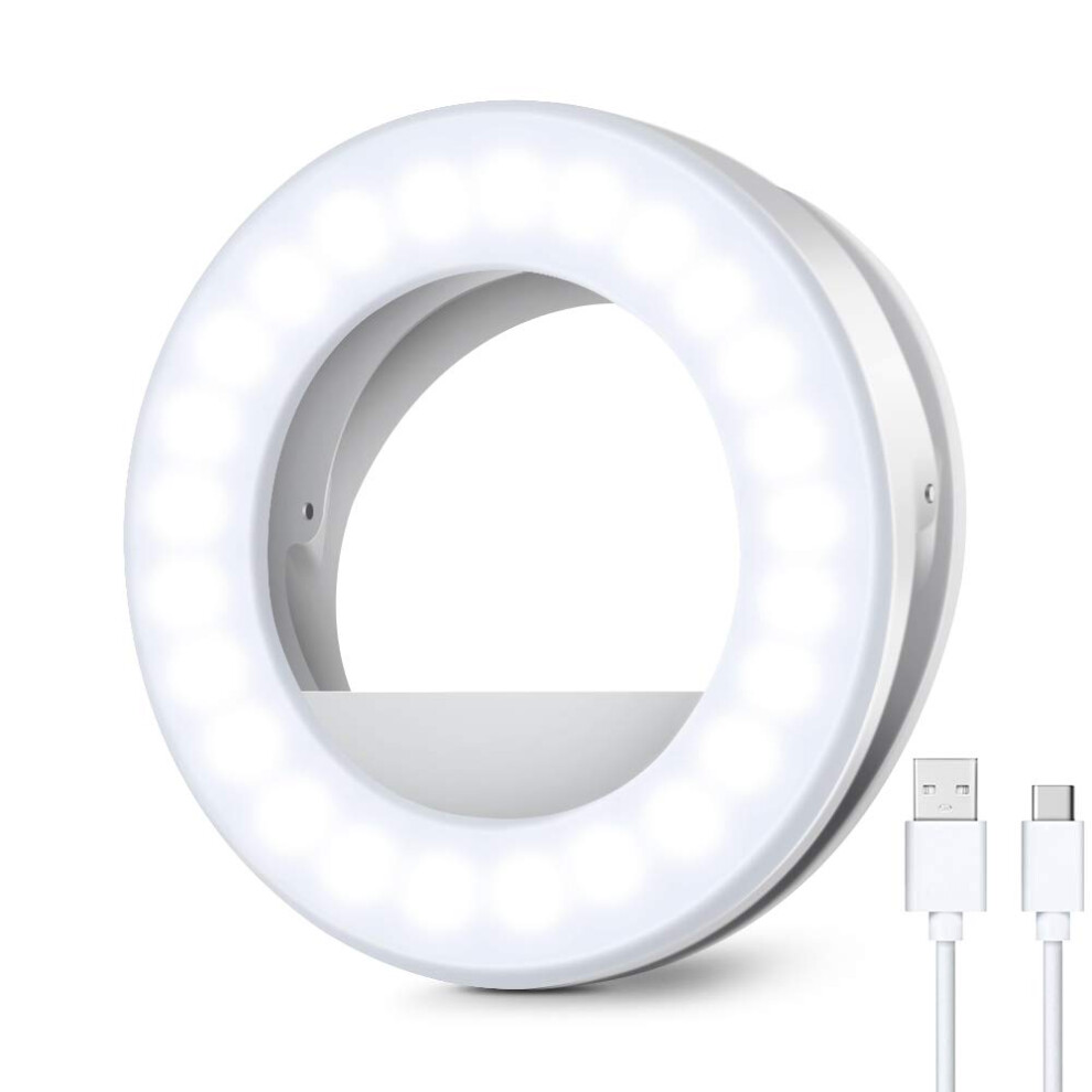 Clip On Ring Kimwood Rechargeable 60 Led Selfie Ring For Phone, Laptop, Tablet (3 Models, 5 Level Brightness) (White) Light/White 9365049474955