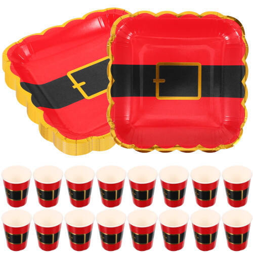 1 Set Papierplatten Und Weihnachtskuchen-Dessert