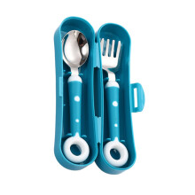 1 Set Silicone Handle Spoon and Fork for Stainless Steel Cutlery for Cartoon Design Independent Eating Tool for Boy Girl for Parents