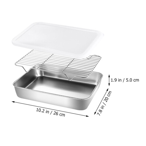 1 Set Bratblech Mit Rost Küchenbackblech Ölfiltergrillplatte 1