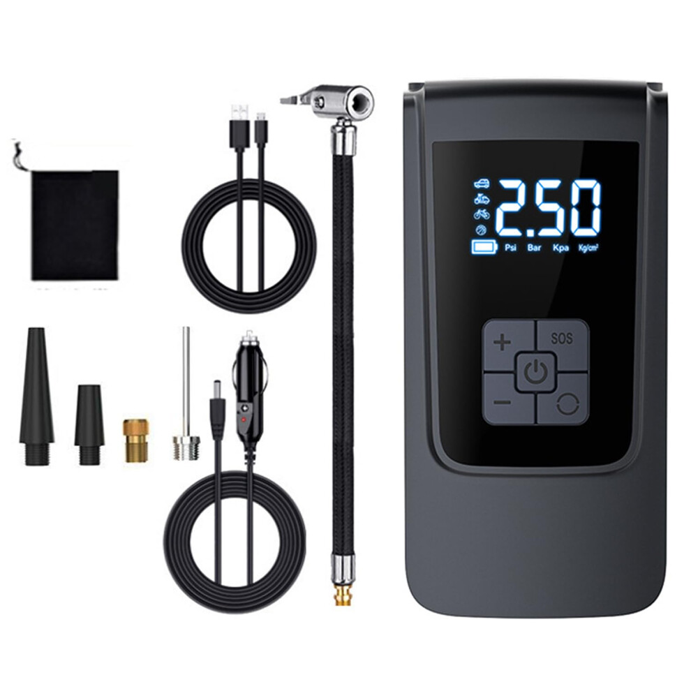 Tyre Inflator Cordless Compressor,Battery Air Pump,Preset Pressure Auto Shutoff(Black) Black 9412369505224