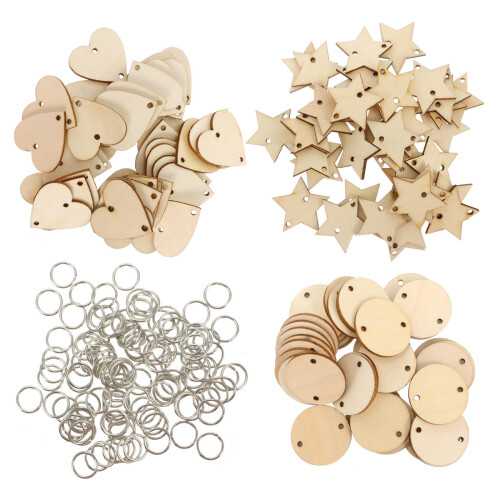 Mini Holz Bastelset Mit Löchern Und Ringclips, 240 Teile 2