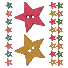 100Stk Holz Stern Knöpfe 25mm Mit Löchern Für Und Basteln