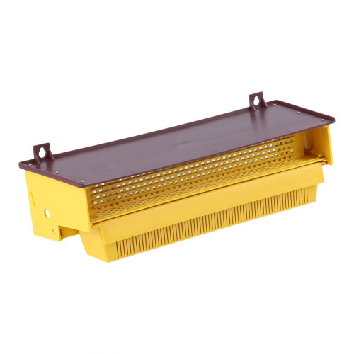 Yellow Plastic Pollen Trap with Vented Container for Beehive