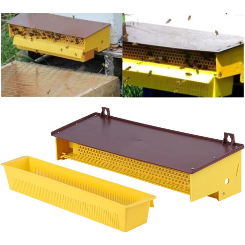 Yellow Plastic Pollen Trap with Vented Container for Beehive 2